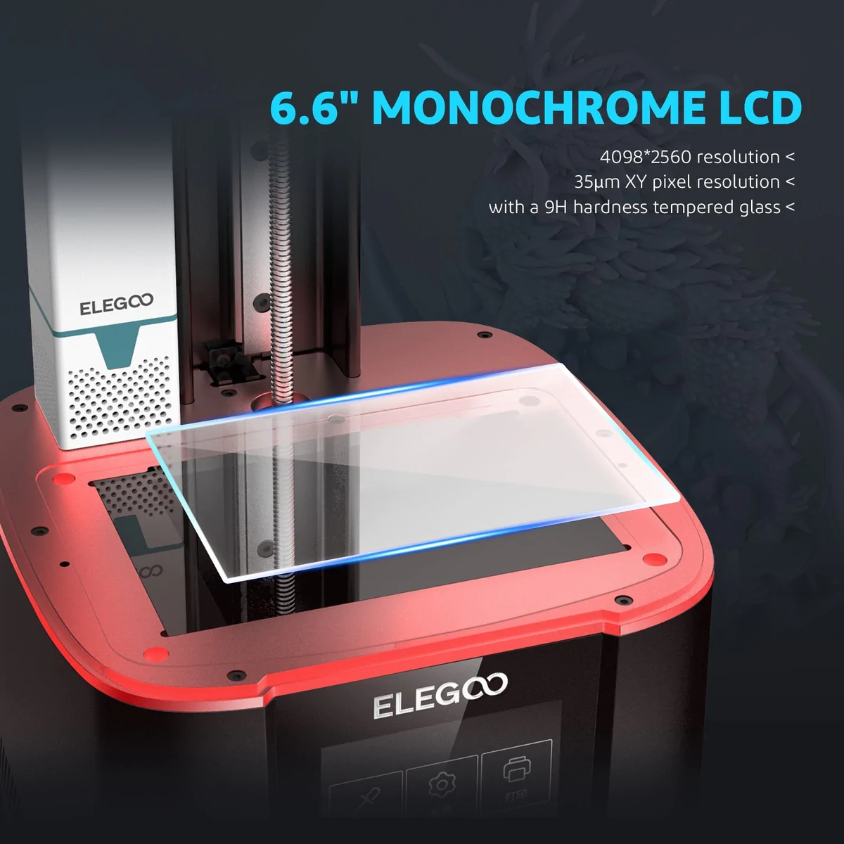Protecteur d'écran adapté à l'imprimante 3D en résine Elegoo, à  l'imprimante 3D MARS 3 MSLA, panneau LCD de 6.6 pouces et film de  protection d'écran -  France